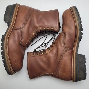 Red Wing 4418 Logger Boots Mens Size 13 E2 Brown Leather Combat Lace Steel Toes